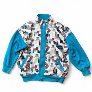G Casuals Vintage Track Jacket – Bold Pattern Zip-Up (Size M)